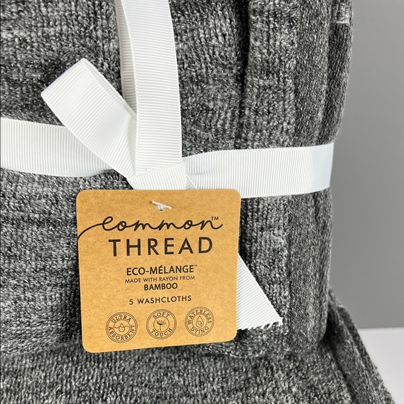 9 Pc Common Thread Bamboo Bath Towel Set Dark Grey Eco Melange NEW - Picture 4 of 8